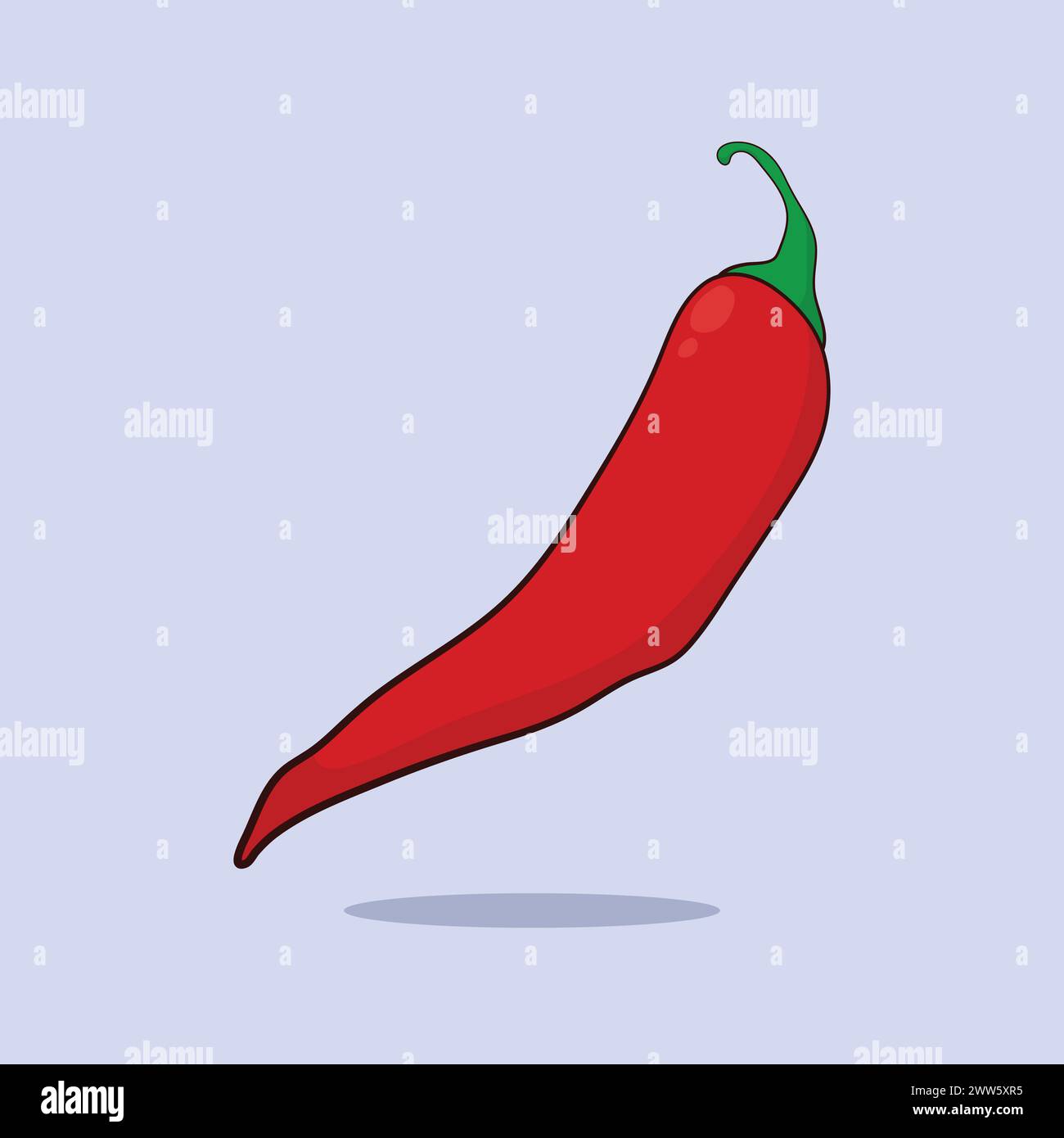 Illustrazione Red Hot Chili Vector icona Red Chili Vegetable ingrediente vettore peperoncino rosso. cucinare gli ingredienti Illustrazione Vettoriale