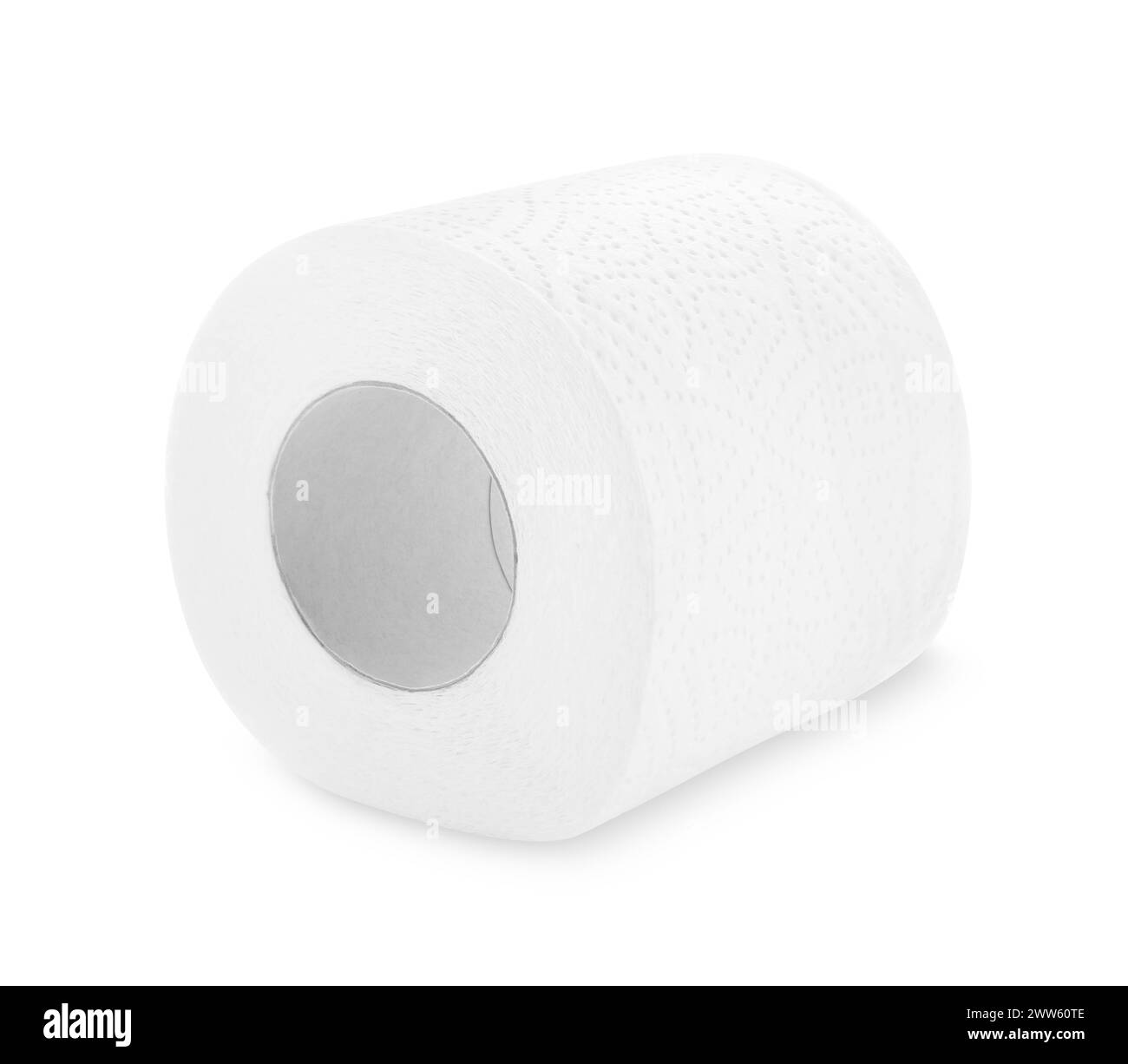 Rotolo di carta igienica isolato su bianco Foto Stock