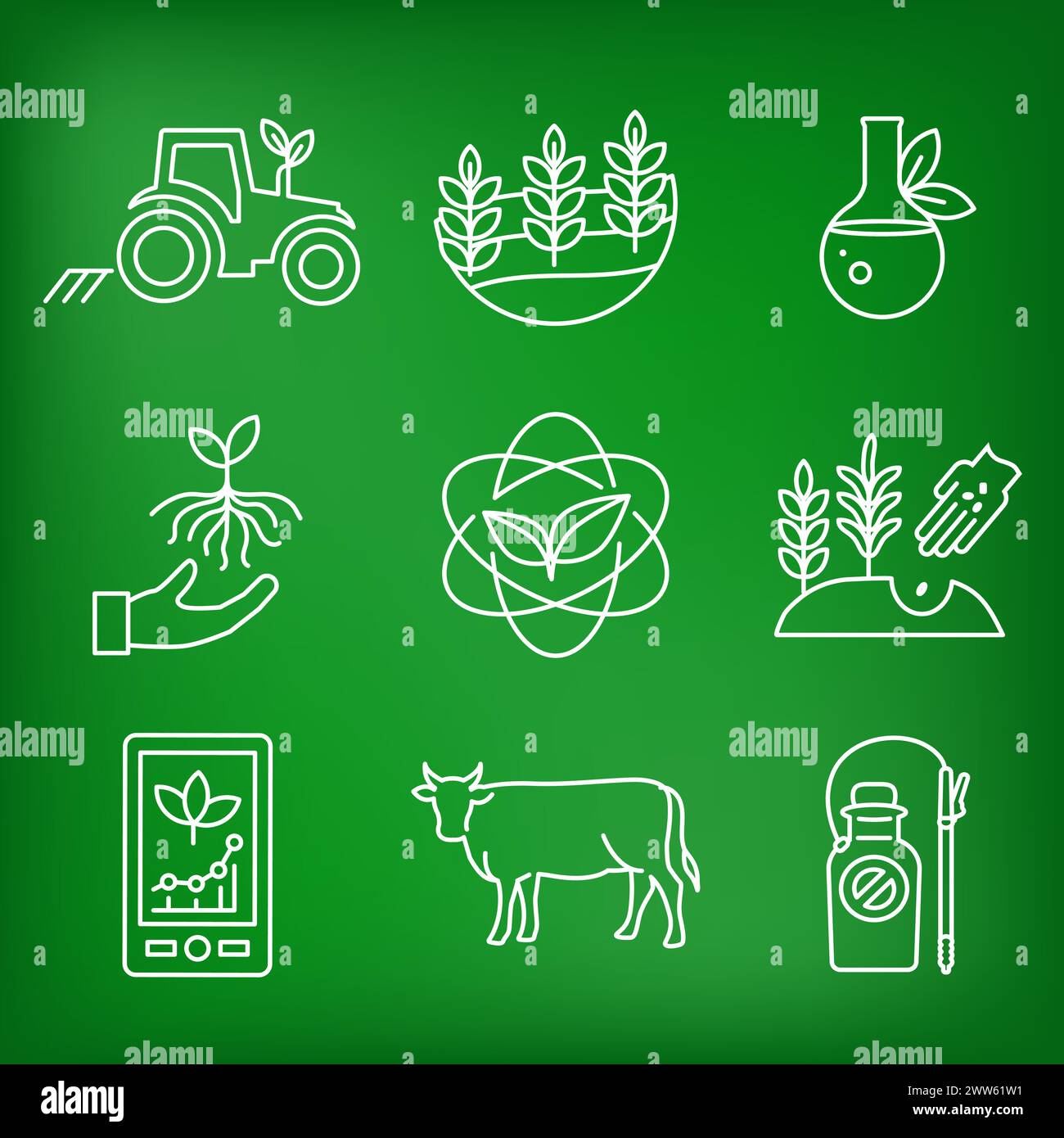 Set di icone per l'agricoltura sostenibile con la massimizzazione della copertura del suolo e l'integrazione di esempi di allevamento per il set di icone per l'agricoltura rigenerativa Illustrazione Vettoriale
