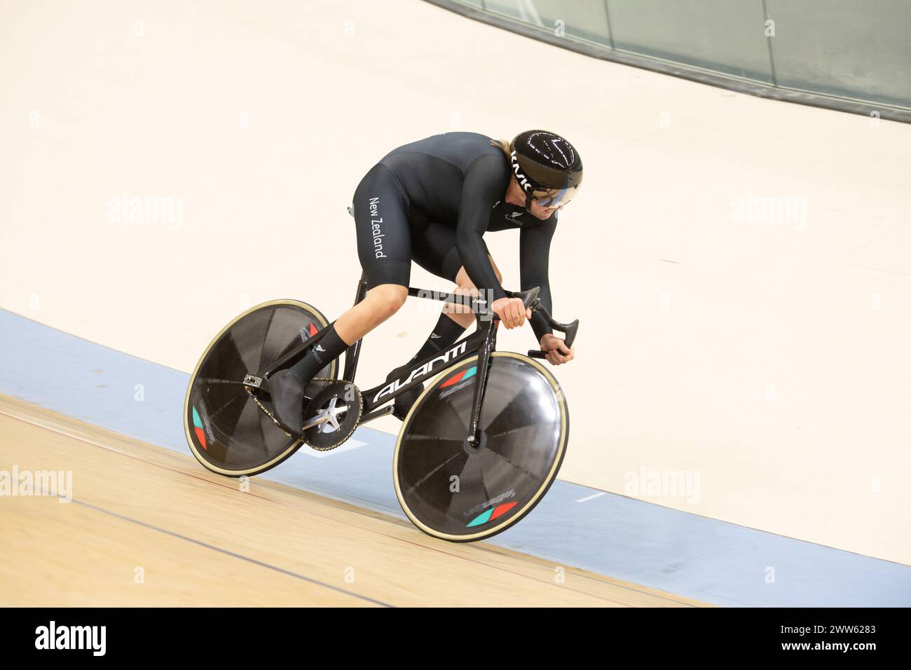 Rio de Janeiro, Brasile. 21 marzo 2024. Devon Briggs, neozelandese, vince e stabilisce un nuovo record mondiale di 10,919 secondi nella cronometro maschile C3 Omnium-200 metri. Crediti: Casey B. Gibson/Alamy Live News Foto Stock