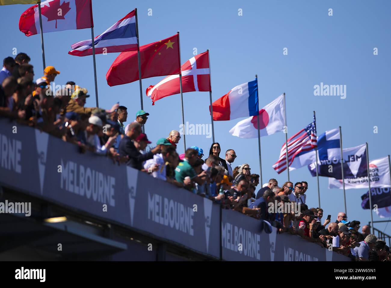 Tifosi durante la Formula 1 Rolex Australian Grand Prix 2024, 3° round del Campionato del mondo di Formula 1 2024 dal 22 al 24 marzo 2024 sull'Albert Park Circuit, a Melbourne, Australia Foto Stock