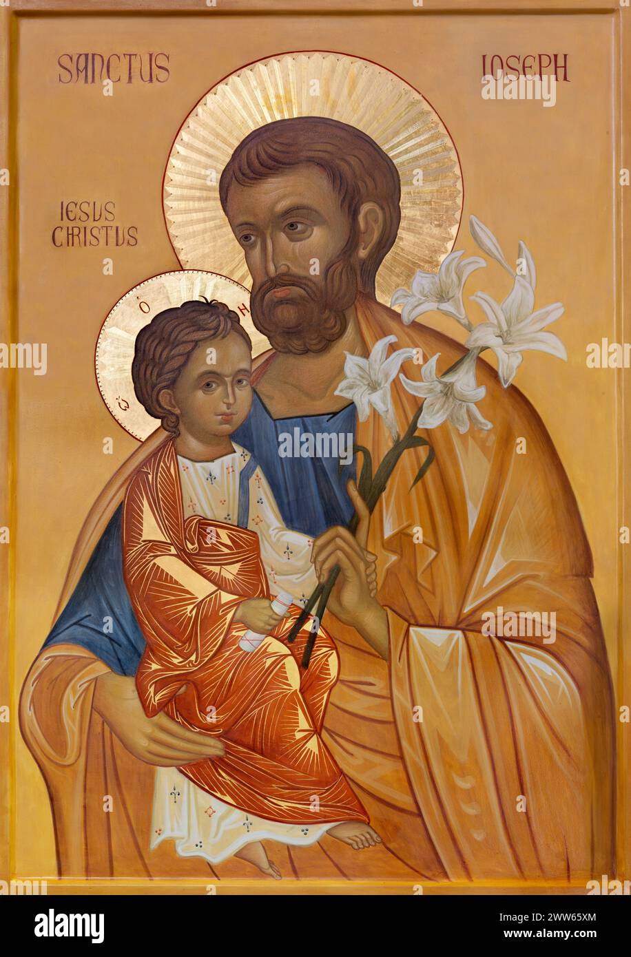 MILANO, ITALIA - 4 MARZO 2024: L'icona di San Giuseppe nella chiesa di Santa Rita da Cascia Foto Stock