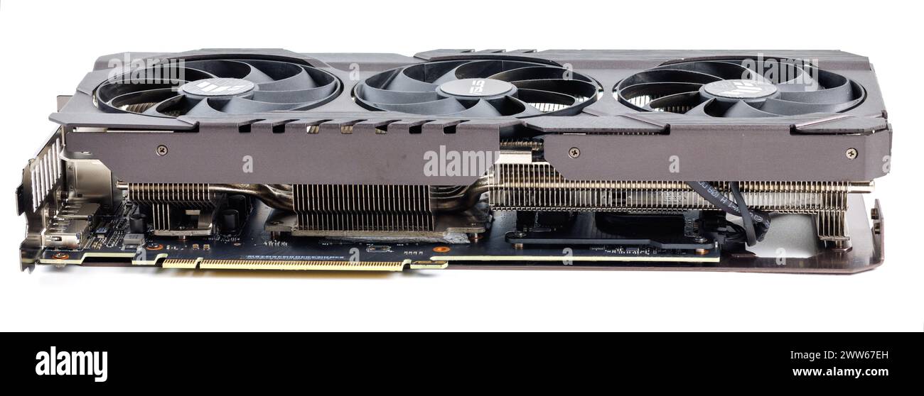 Scheda grafica NVIDIA RTX 3060 OC 12g TUF Gaming su sfondo bianco Foto Stock