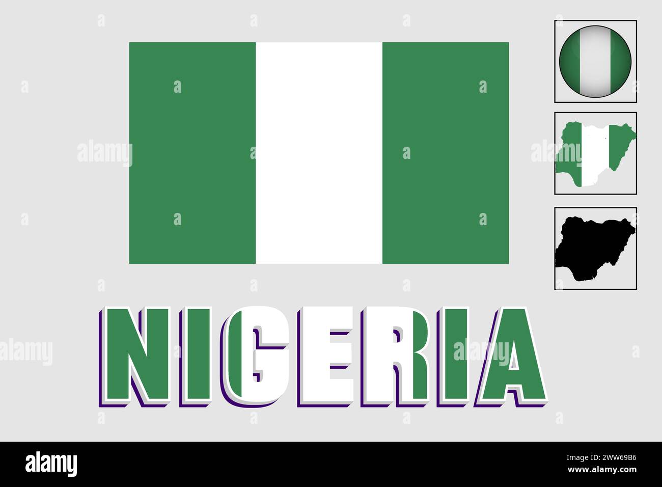 Bandiera e mappa Nigeria in un grafico vettoriale Illustrazione Vettoriale