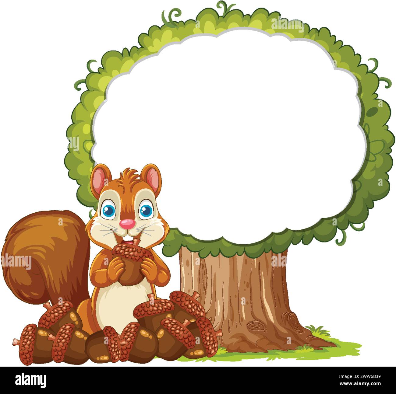 Illustrazione vettoriale di uno scoiattolo accanto a un albero. Illustrazione Vettoriale