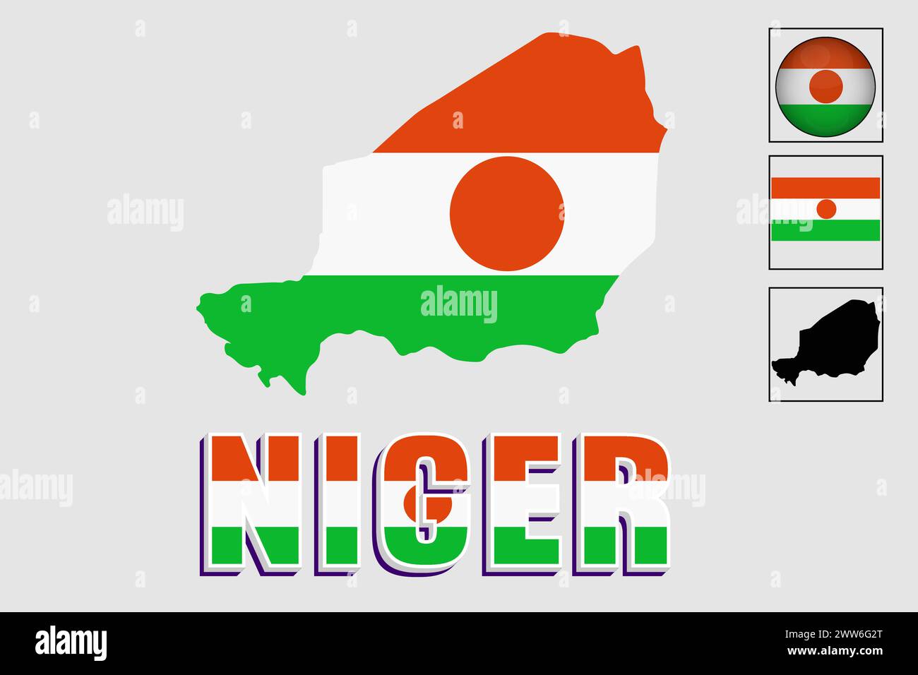 Flag e mappa Niger in un grafico vettoriale Illustrazione Vettoriale
