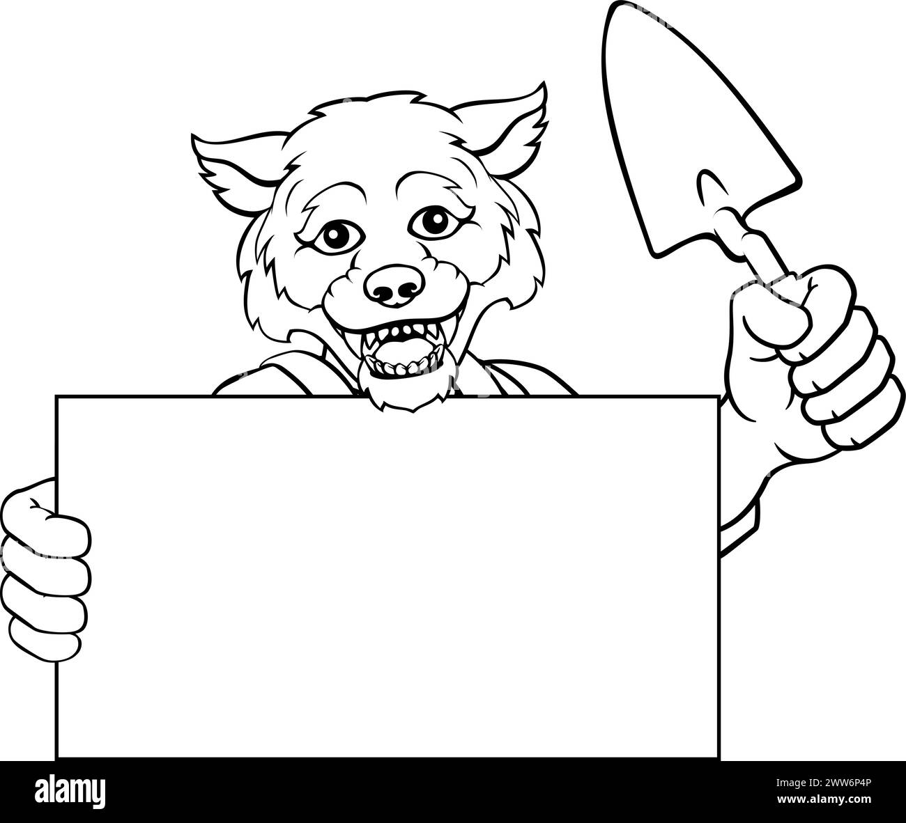 Utensile per muratore Wolf Trowel Handyman Mascot Illustrazione Vettoriale