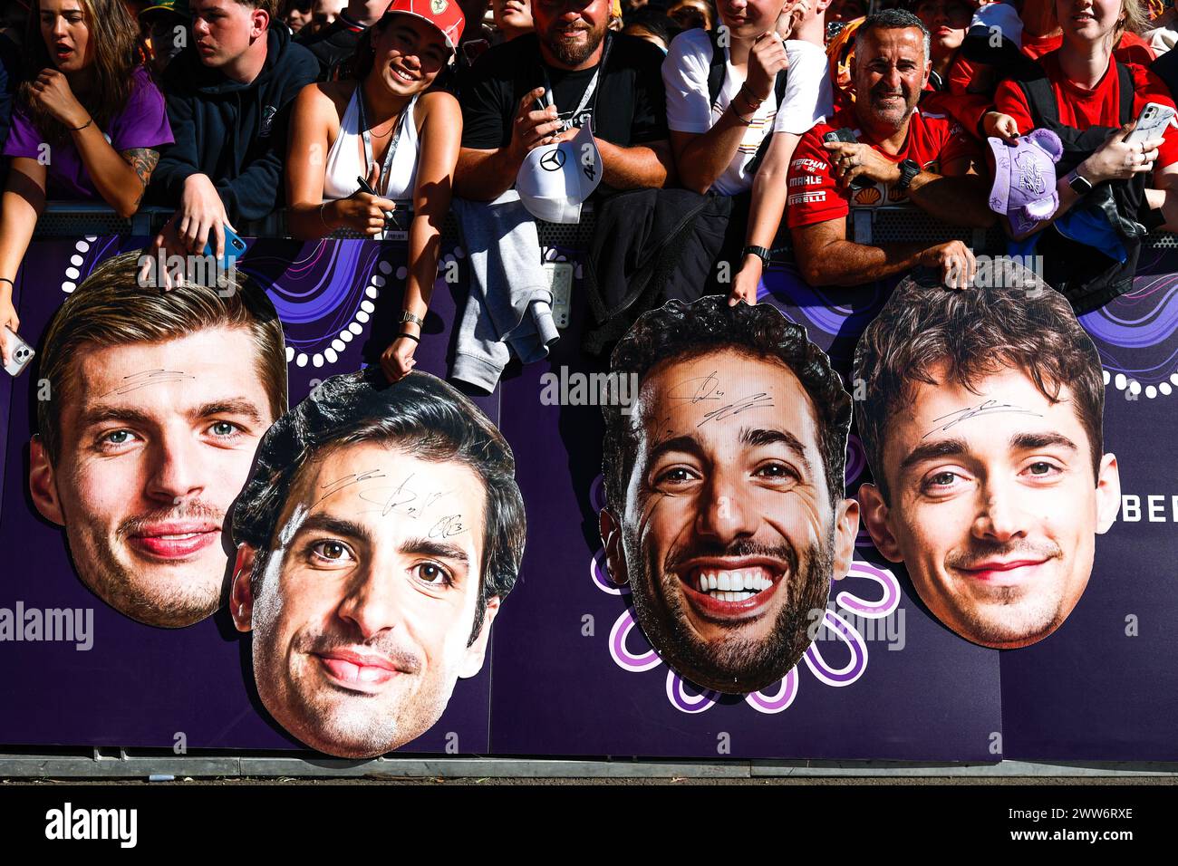 Tifosi durante la Formula 1 Rolex Australian Grand Prix 2024, 3° round del Campionato del mondo di Formula 1 2024 dal 22 al 24 marzo 2024 sull'Albert Park Circuit, a Melbourne, Australia Foto Stock