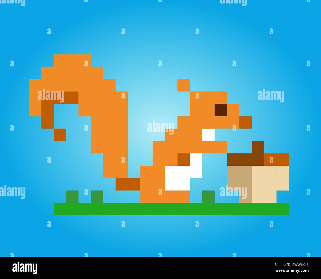 pixel di scoiattolo a 8 bit. Pixel animale per le risorse di gioco e i pattern di Unione incrociata nelle illustrazioni vettoriali. Illustrazione Vettoriale