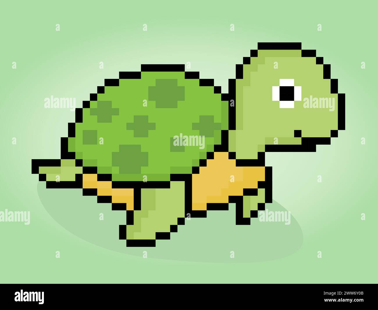 Tartaruga a 8 bit. Pixel animali nell'illustrazione vettoriale per la risorsa di gioco o il motivo a punti incrociati. Illustrazione Vettoriale