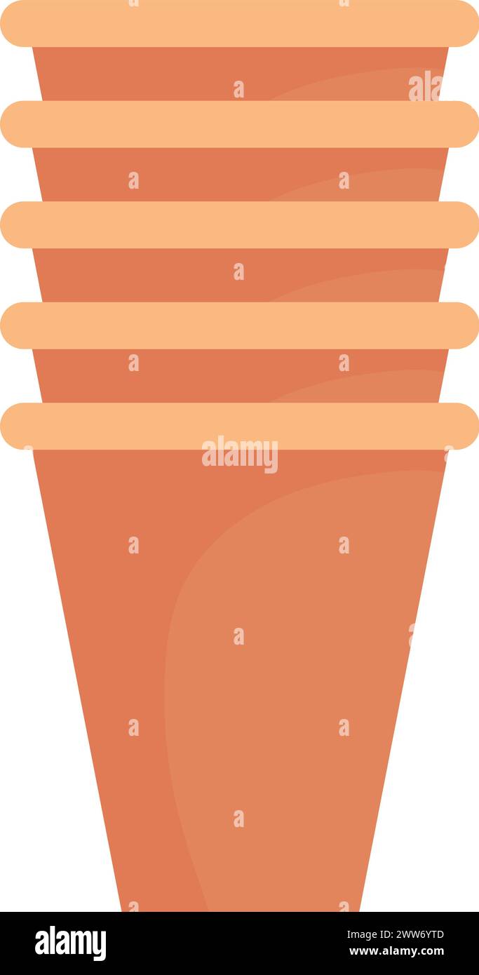 Pila di tazze da asporto. Icona del contenitore del caffè isolata su sfondo bianco Illustrazione Vettoriale