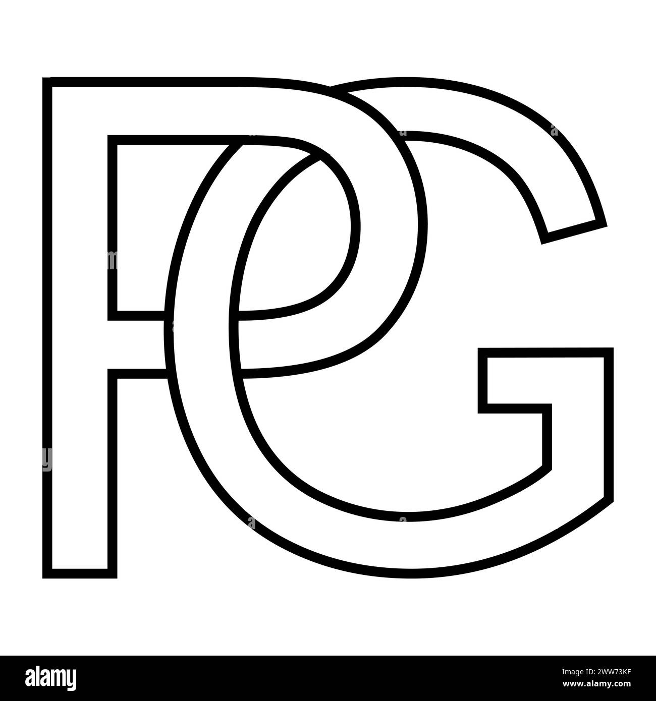 Logo logo icona gp doppie lettere logotipo p g Illustrazione Vettoriale