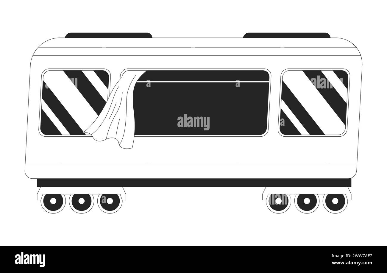 Cartoni animati in bianco e nero sulle ruote del vagone ferroviario Illustrazione Vettoriale