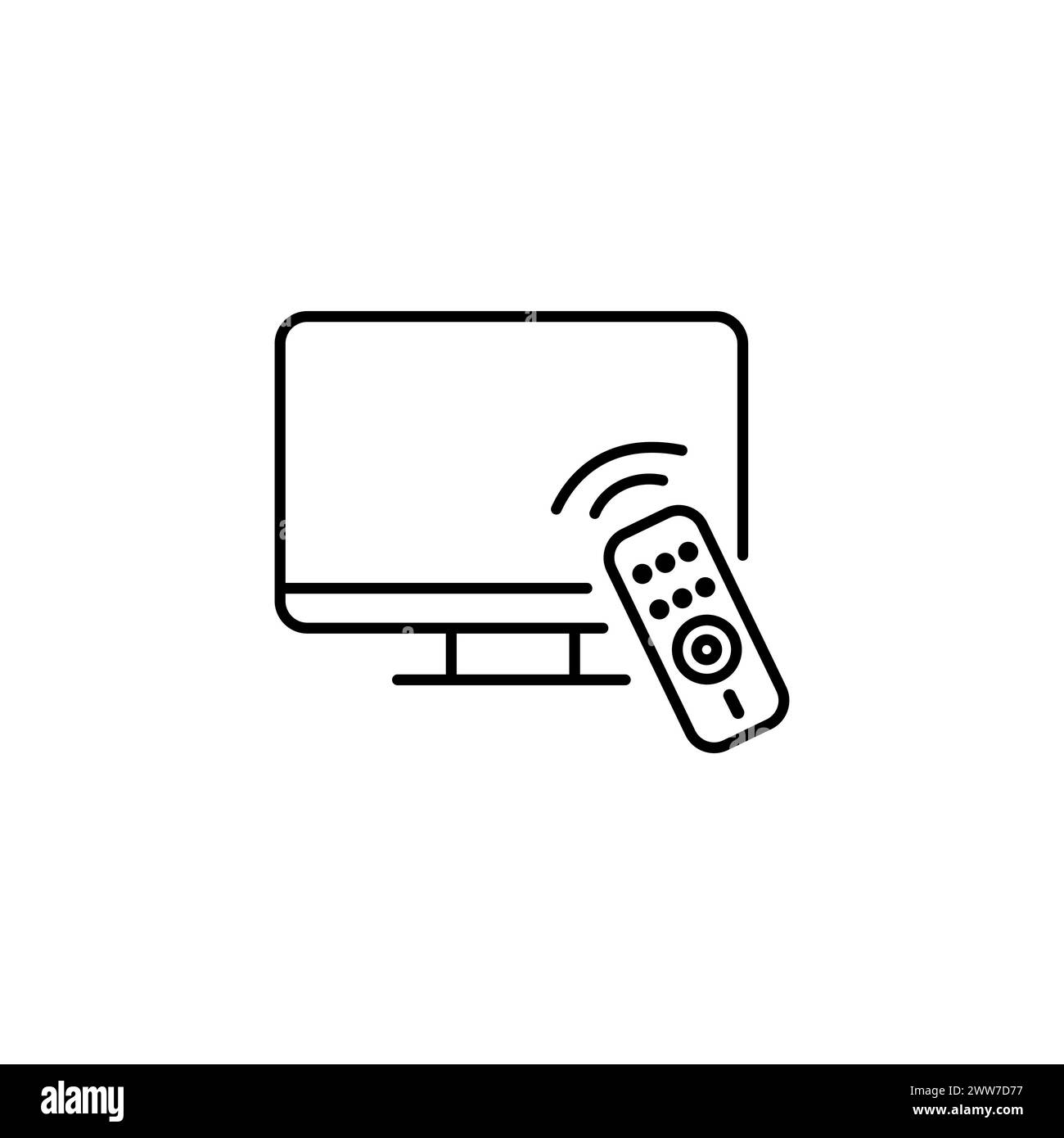 Icona del telecomando. Icona del telecomando a linea sottile della collezione di intelligenza artificiale. Vettore contorno isolato su sfondo bianco. remo modificabile Illustrazione Vettoriale