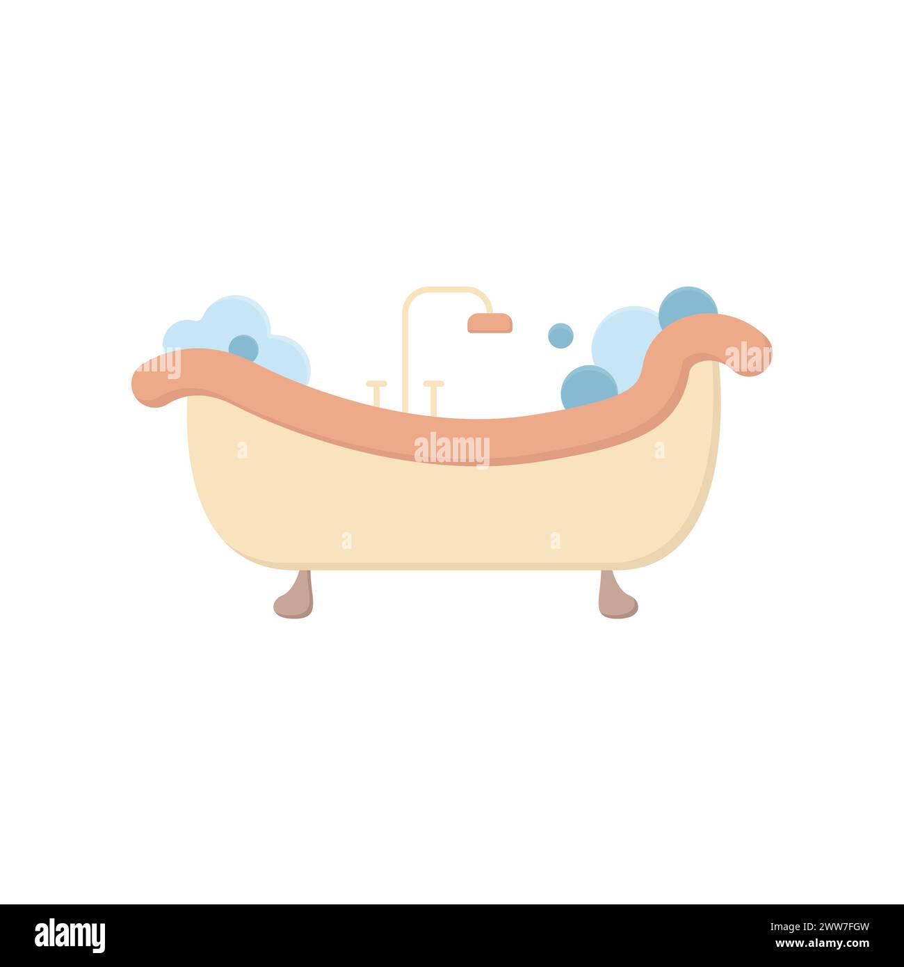 Il bagno ha un concetto di colore carino. Semplice vettore doccia. Una vasca da bagno in un semplice stile multicolore. Icona degli interni per il web design. Mobili da bagno. Illustrazione Vettoriale