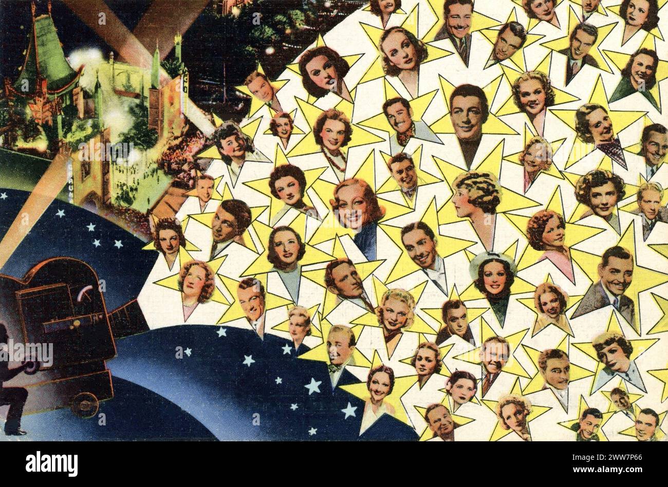 Copertina posteriore della cartella cartolina Homes of the Movie Stars pubblicata nel 1940 Curt Teigh & Co., Inc.,. Chicago, Stati Uniti Foto Stock