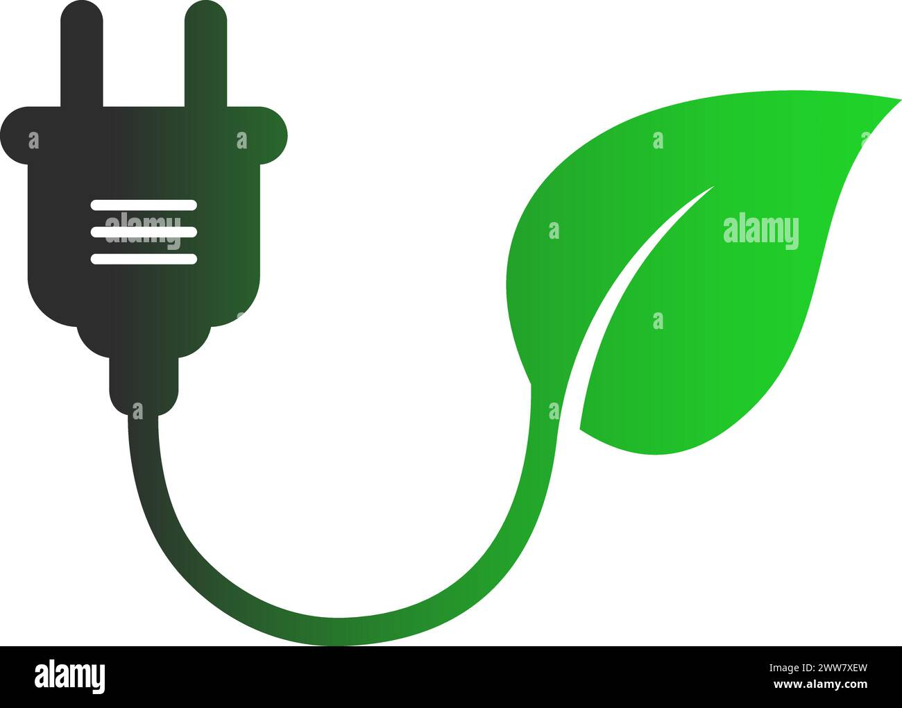 Icona dell'energia verde come spina di alimentazione con LEAF come concetto di energia rinnovabile innovativa Illustrazione Vettoriale