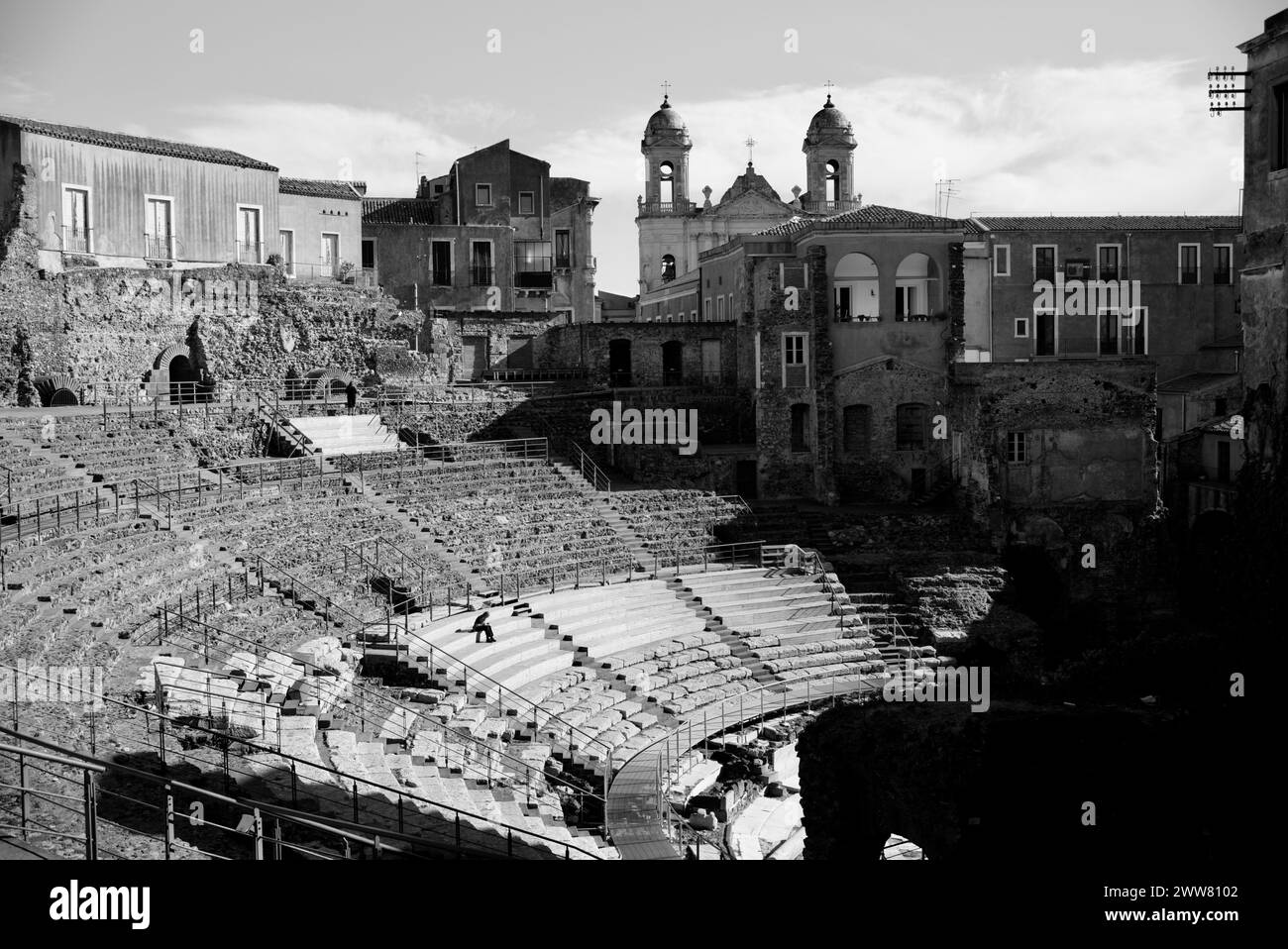 Teatro Greco Romano, Catania, Sicilia Foto Stock