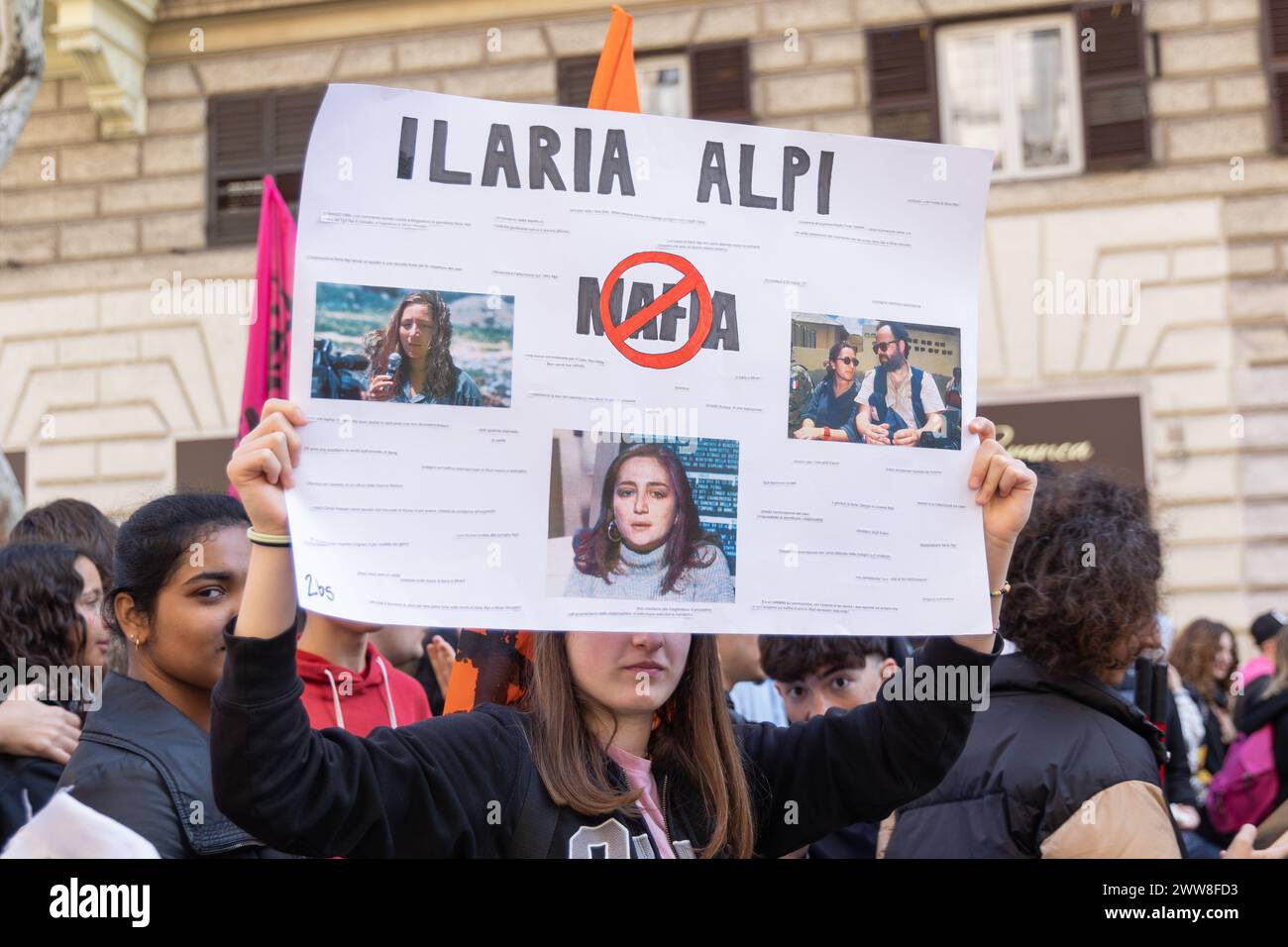 Roma, Italia. 21 marzo 2024. Manifestazione in via Merulana a Roma organizzata dall'Associazione ''libera contro le Mafie'' in occasione della giornata della memoria e dell'impegno in memoria delle vittime della mafia (Credit Image: © Matteo Nardone/Pacific Press via ZUMA Press Wire) SOLO USO EDITORIALE! Non per USO commerciale! Foto Stock