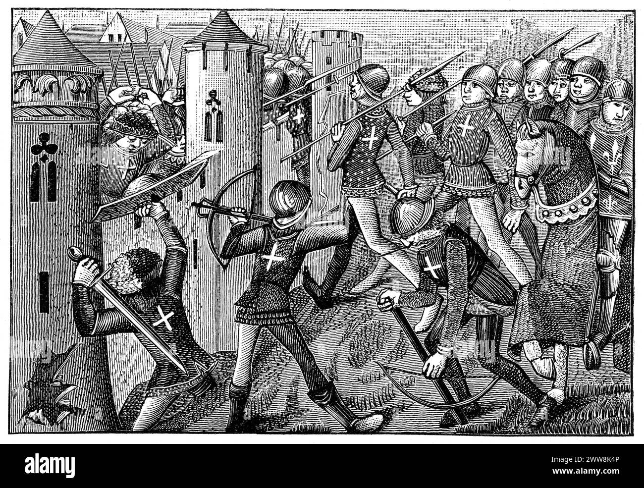 Hoe Jargeau (Gergeau) fu presa, Vigiles du ROI Charles VII, 1484 Foto Stock