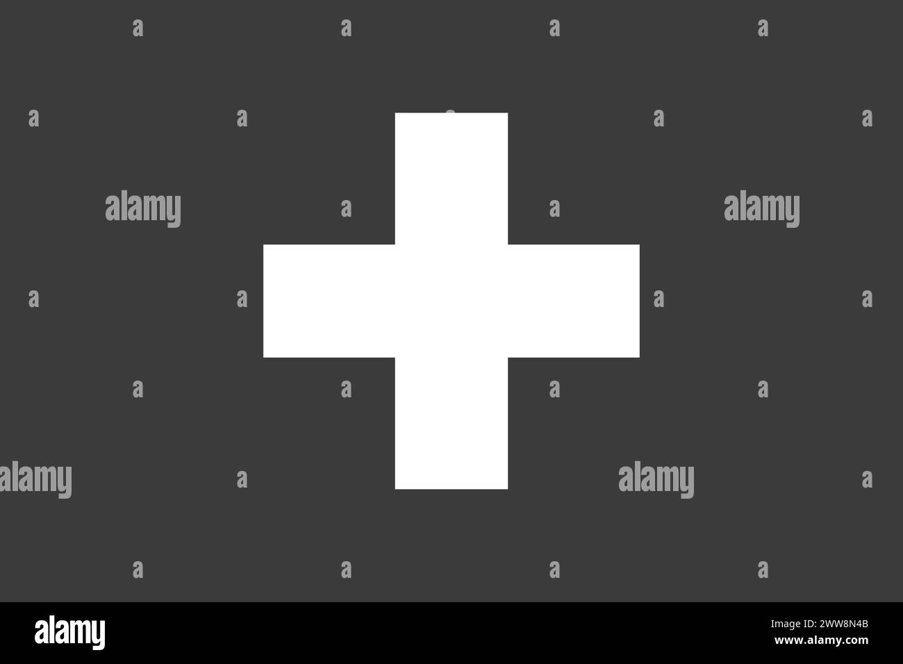 Bandiera Svizzera - illustrazione vettoriale monocromatica in scala di grigi. Bandiera in bianco e nero Illustrazione Vettoriale