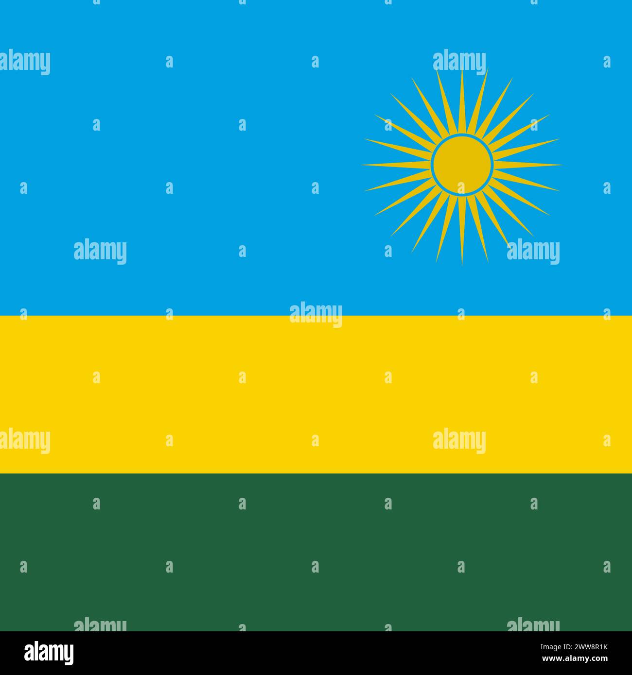 Allarme Ruanda - quadrato vettoriale piatto pieno con spigoli vivi. Illustrazione Vettoriale