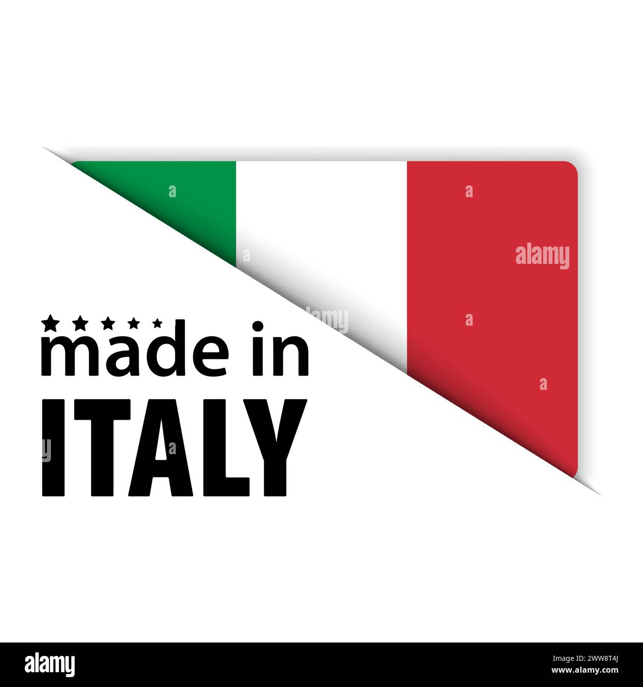 Grafica ed etichetta Made in Italy. Elemento di impatto per l'uso che si desidera fare di esso. Illustrazione Vettoriale
