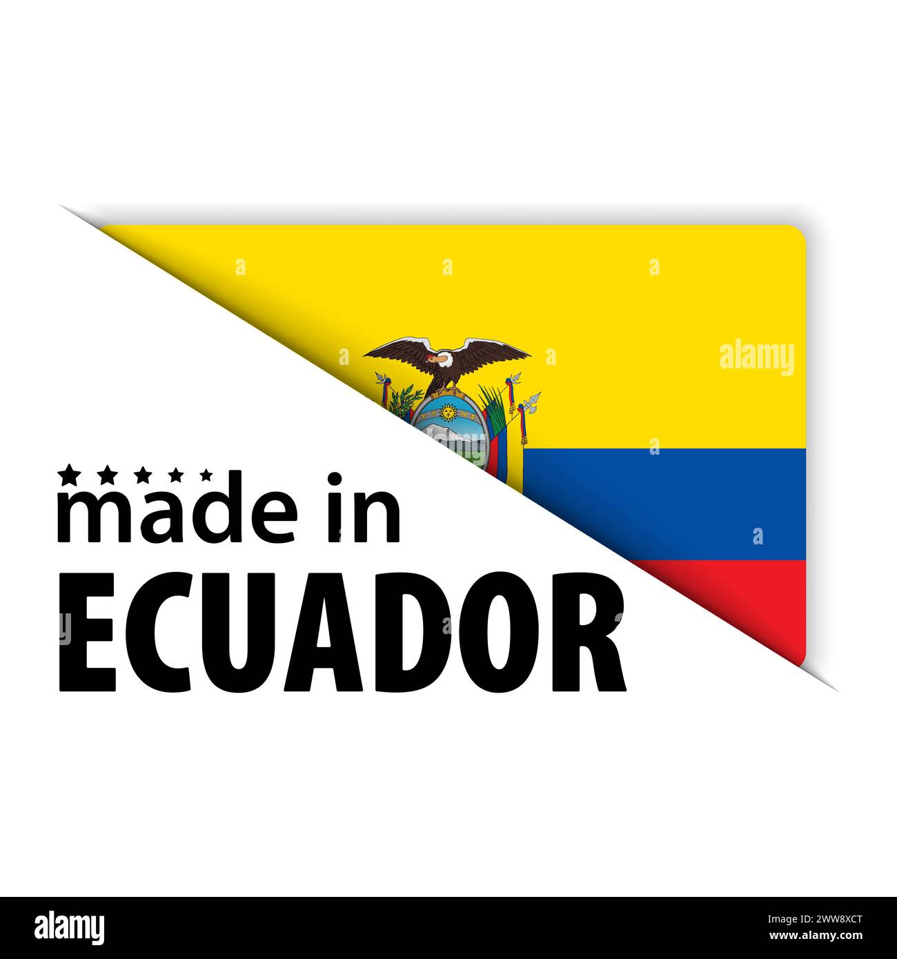 Realizzato in Ecuador grafico ed etichetta. Elemento di impatto per l'uso che si desidera fare di esso. Illustrazione Vettoriale