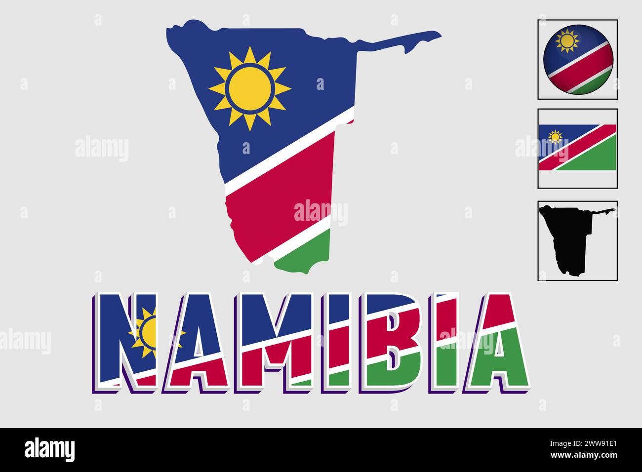 Flag e mappa della Namibia in un grafico vettoriale Illustrazione Vettoriale