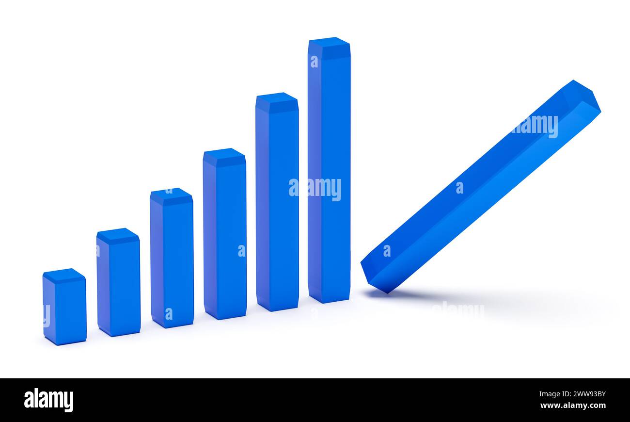 Concetto di fallimento. Grafico in calo - crisi finanziaria e crisi economica. Illustrazione del fallimento aziendale e della recessione Foto Stock