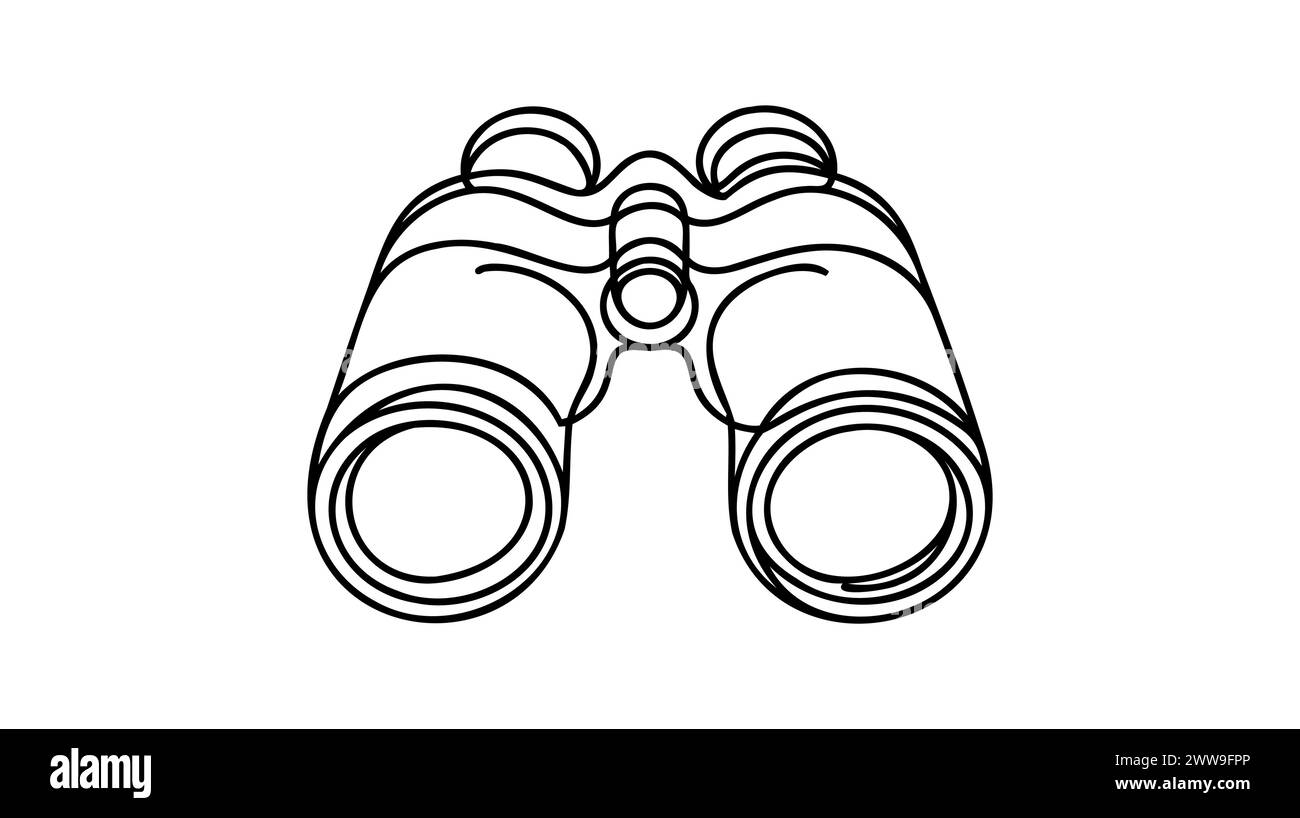 Disegno binoculare a linea singola continua. Illustrazione vettoriale. Illustrazione Vettoriale
