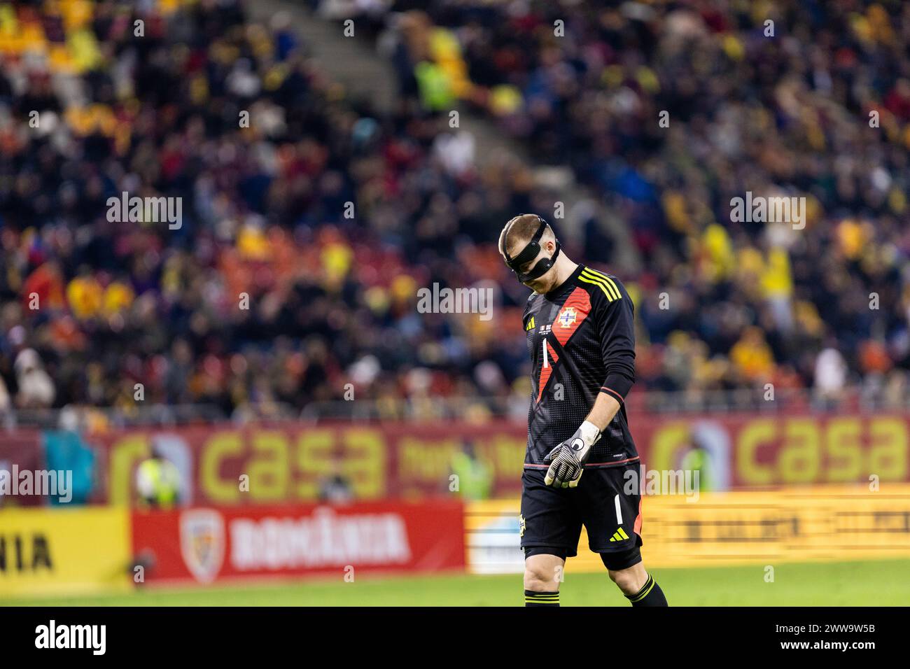 Bailey Peacock-Farrell dell'Irlanda del Nord durante l'amichevole internazionale di calcio tra Romania e Irlanda del Nord il 22 marzo 2024 all'Arena Nationala di Bucarest, Romania - Photo Mihnea Tatu/DPPI Credit: DPPI Media/Alamy Live News Foto Stock