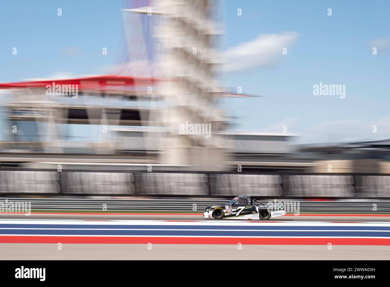 Le Americhe. 22 marzo 2024. Connor Zilisch (7) NASCAR CRAFTSMAN Truck Series pratica al EchoPark Automotive Grand Prix, Circuit of the Americas. Austin, Texas. Mario Cantu/CSM/Alamy Live News Foto Stock