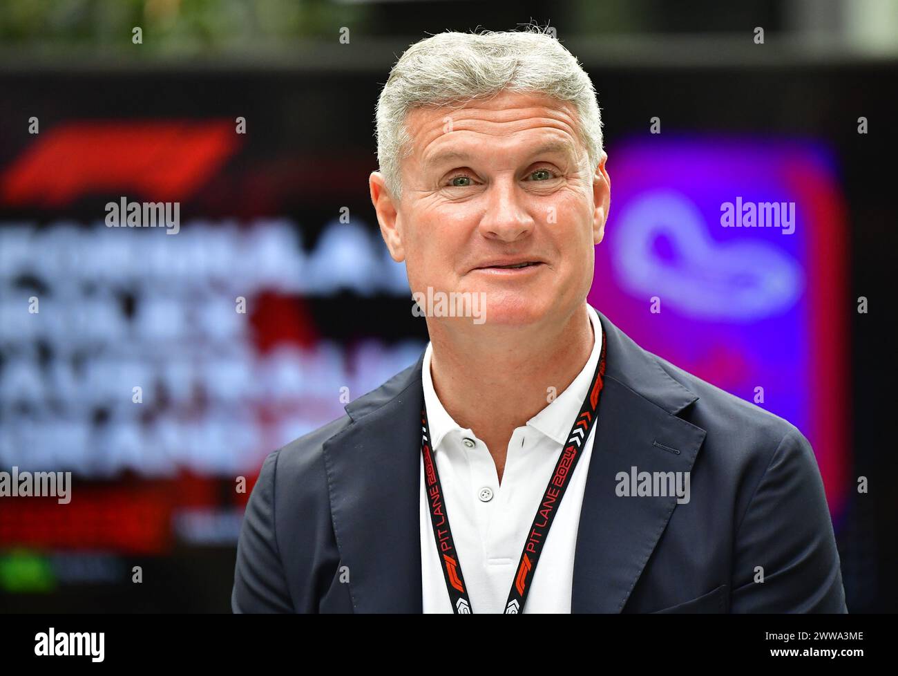 MELBOURNE, AUSTRALIA, 25 febbraio 2024. Nella foto: L'ex pilota di F1 e vincitore del Grand Prox Scotsman David Coulthard nel paddock del FIA Formula 1 Rolex Australian Grand Prix 2024 3° round dal 22 al 24 marzo presso l'Albert Park Street Circuit di Melbourne, Australia. Crediti: Karl Phillipson/Alamy Live News Foto Stock