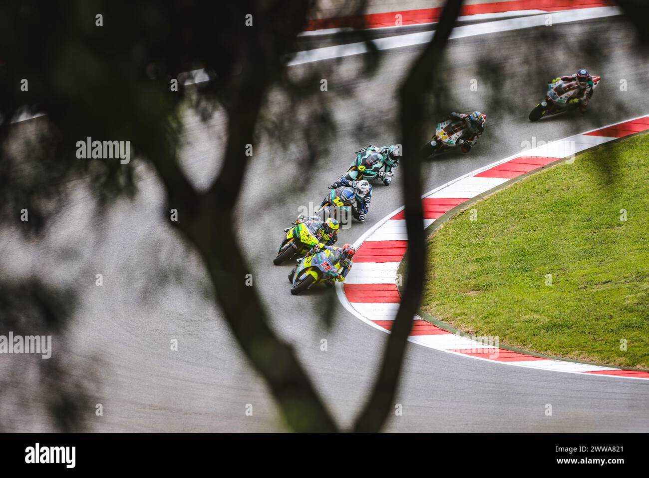 Portimao, Portogallo. 22 marzo 2024. Vista generale della gara di qualificazione numero uno MotoE del Gran Premio di Tissot del Portogallo svoltasi sul circuito Internazionale di Algarve a Portimao. (Foto di Henrique Casinhas/SOPA Images/Sipa USA) credito: SIPA USA/Alamy Live News Foto Stock