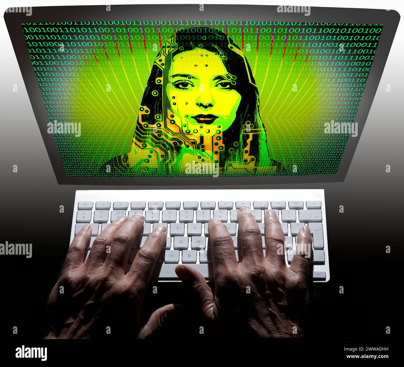 Comunicazione con l'IA, illustrazione concettuale. Foto Stock