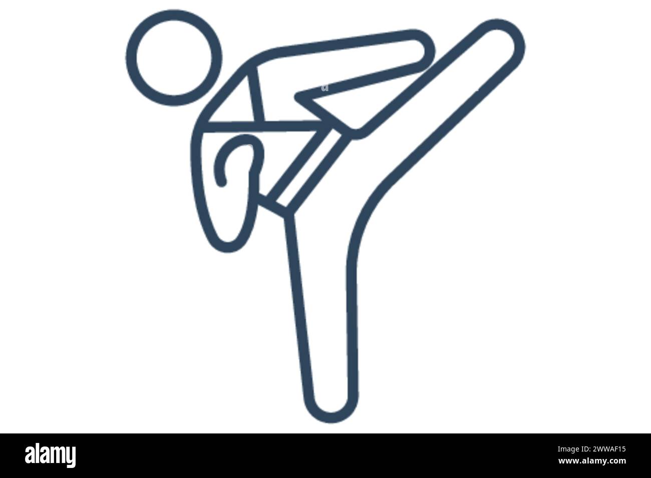 icona karate. icona relativa allo sport, alla palestra. stile icona linea. illustrazione dell'elemento. Illustrazione Vettoriale