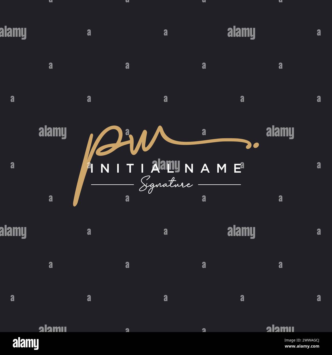 Vettore modello logo firma PW Illustrazione Vettoriale
