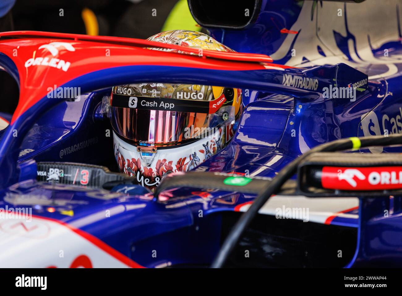 Melbourne, Australia. 23 marzo 2024. Daniel Ricciardo guida la (3) VCARB 01 Honda durante le prove finali davanti al Gran Premio di F1 d'Australia sul circuito Albert Park Grand Prix. Credito: SOPA Images Limited/Alamy Live News Foto Stock