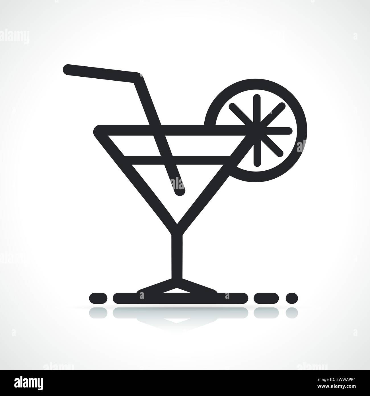 Immagine dell'icona della linea nera cocktail isolata Illustrazione Vettoriale