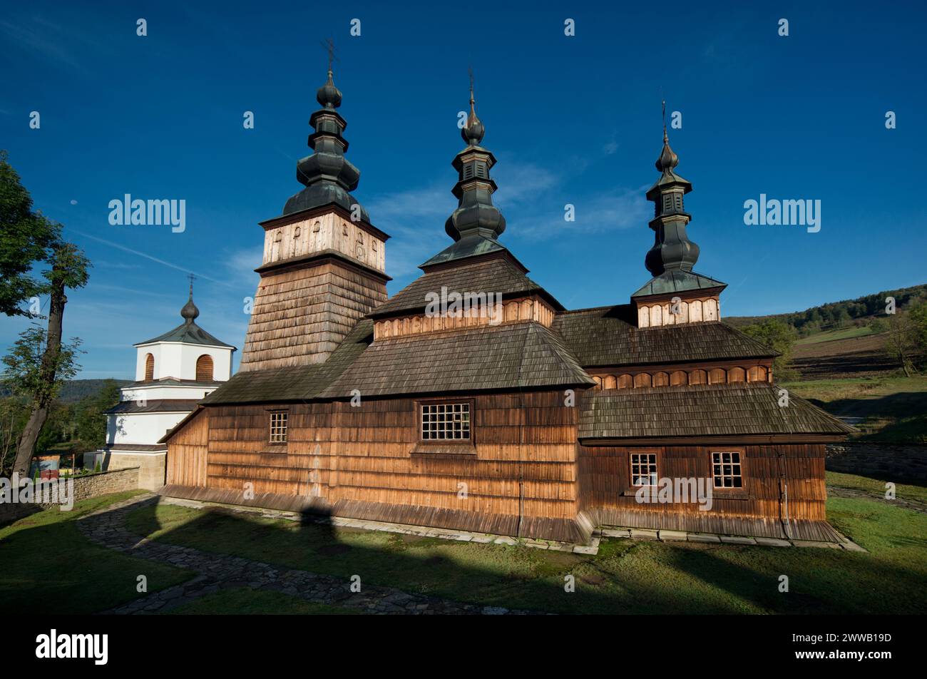 Chiesa greco-cattolica della protezione di nostra Signora a Owczary, Polonia Foto Stock