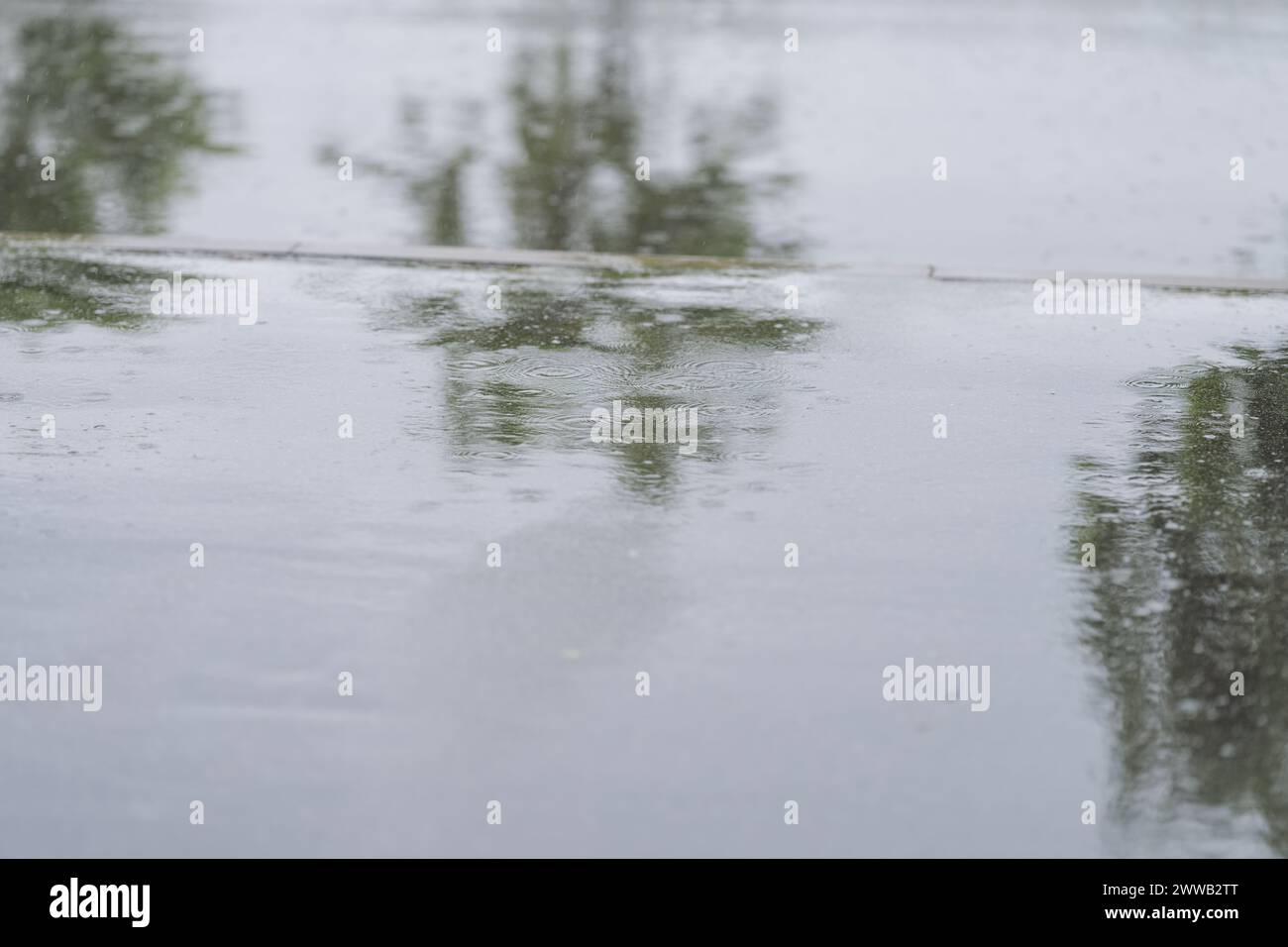 Primo piano della superficie dell'acqua del lago con ondulazioni del vento, messa a fuoco poco profonda Foto Stock