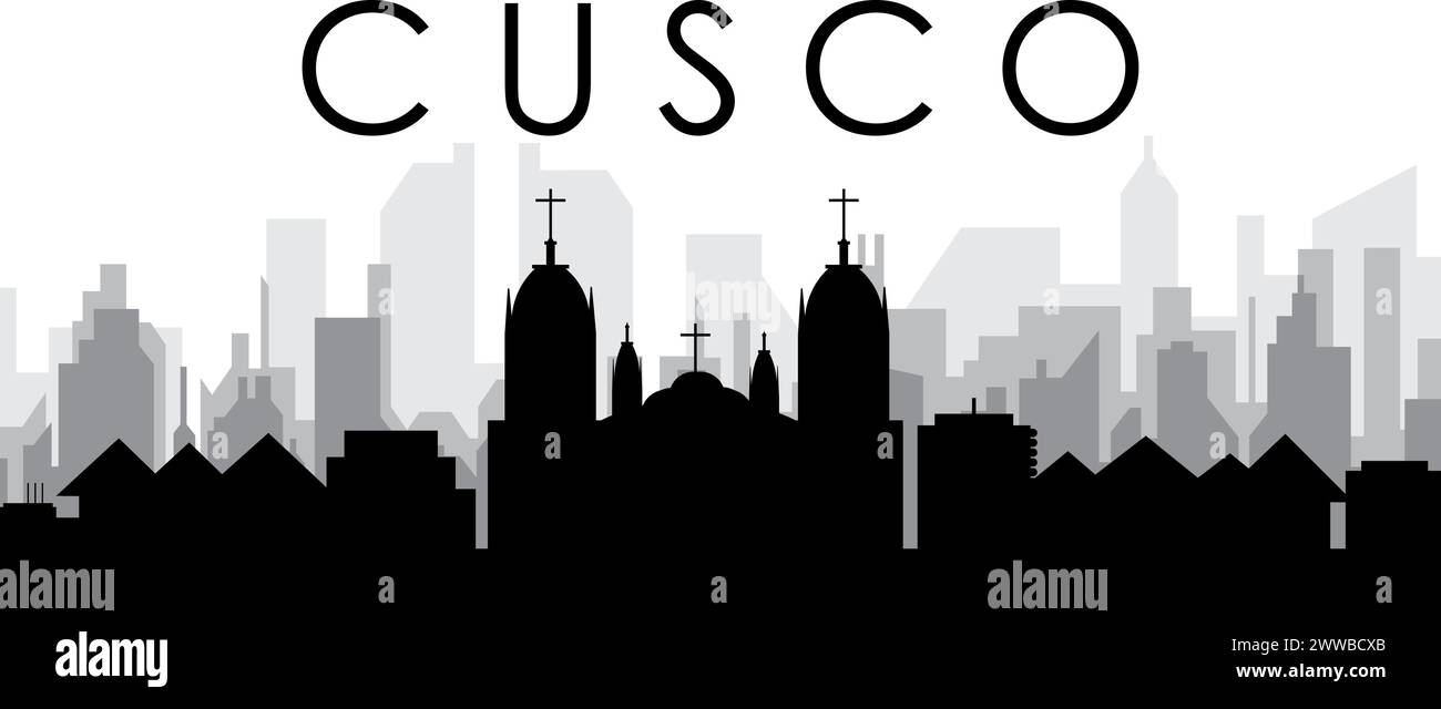 Panorama dello skyline cittadino di CUSCO, PERÙ Illustrazione Vettoriale