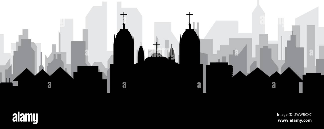 Panorama dello skyline cittadino di CUSCO, PERÙ Illustrazione Vettoriale