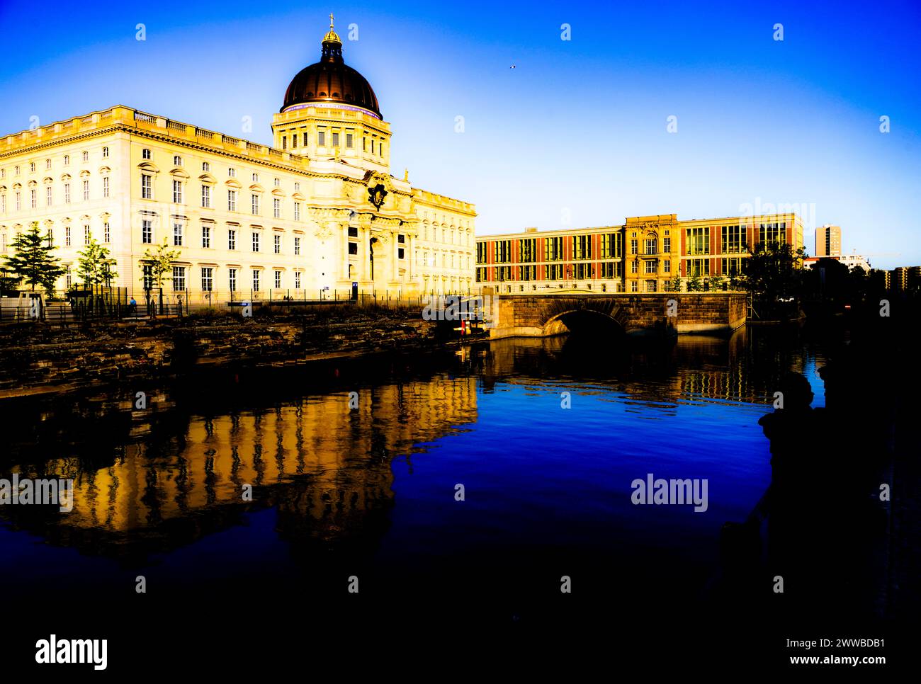 Berlino, Germania, fiume Sprea, Stadtschloss, Humboldt Forum, Museum Island Foto Stock