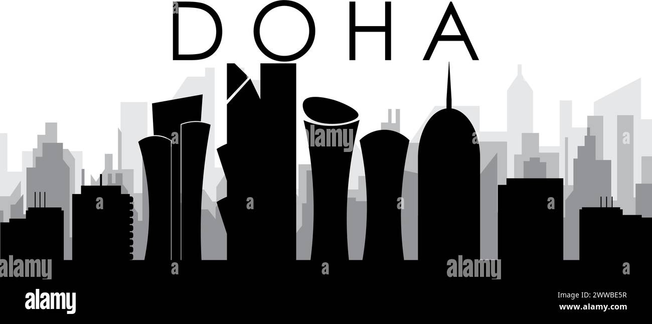 Panorama dello skyline cittadino di DOHA, QATAR Illustrazione Vettoriale