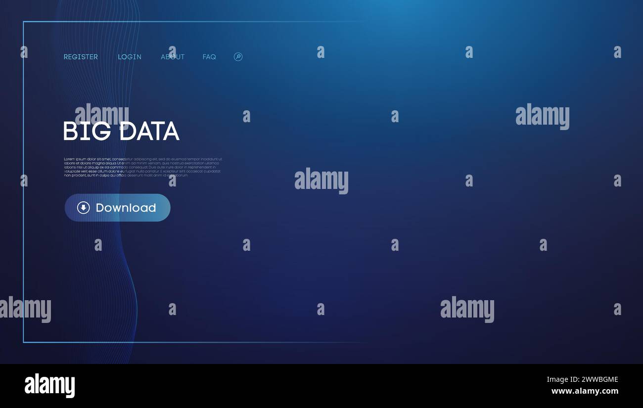 Visualizzazione dei big data in formato Blue Abstract con evidenziazioni in blu chiaro Illustrazione Vettoriale