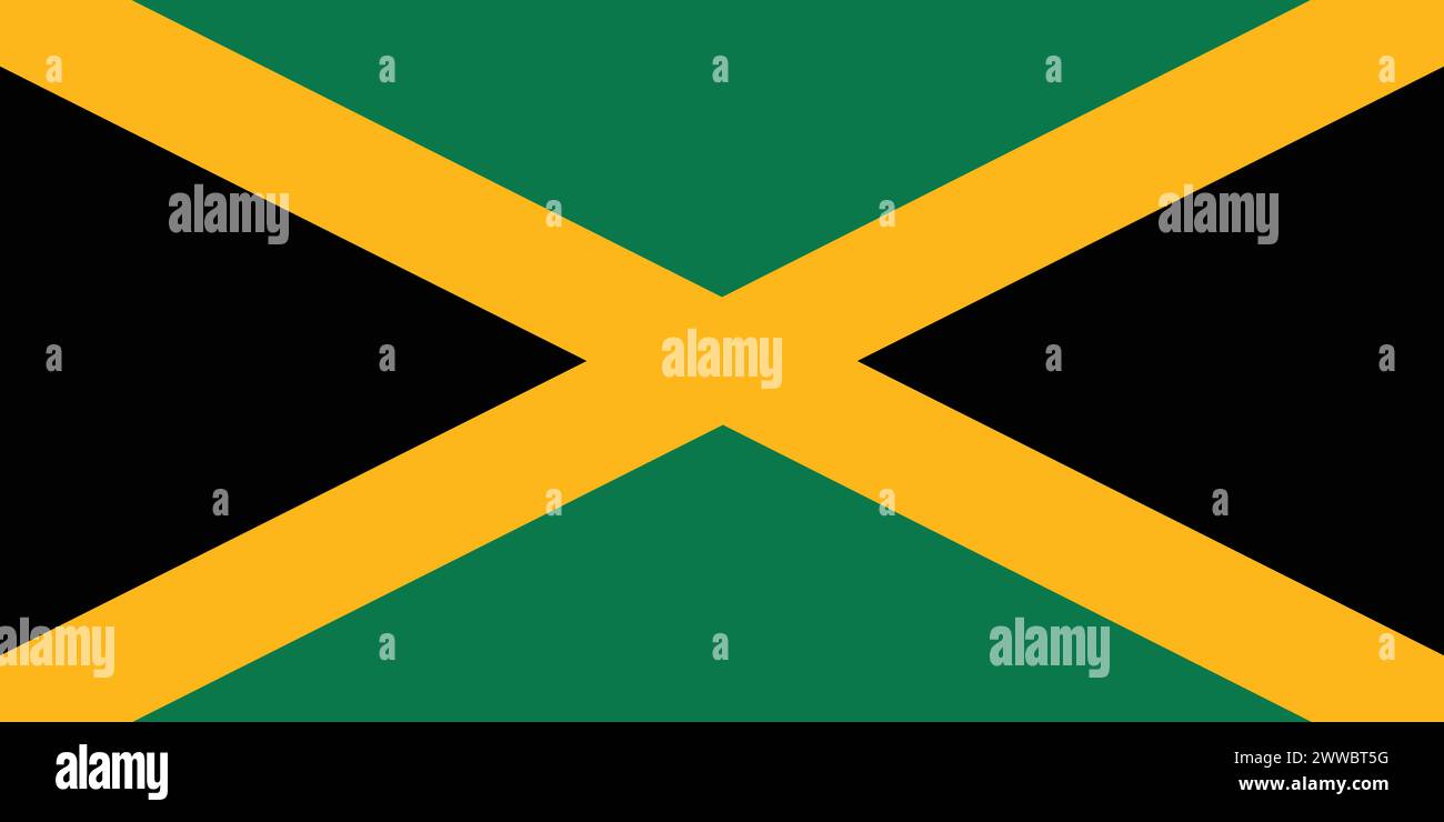 Bandiera nazionale della Giamaica, insegna della Giamaica, bandiera della Giamaica Illustrazione Vettoriale