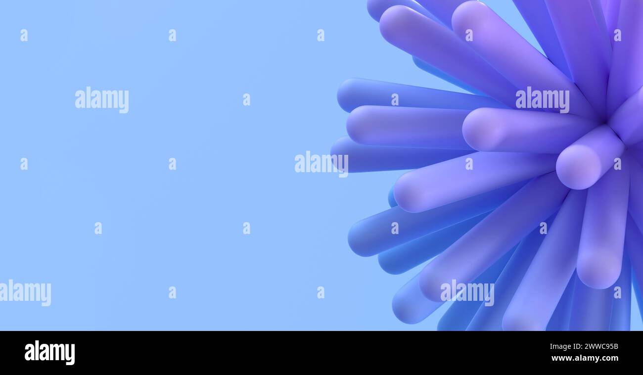 Rendering 3D di colonne uniformi su sfondo blu Foto Stock
