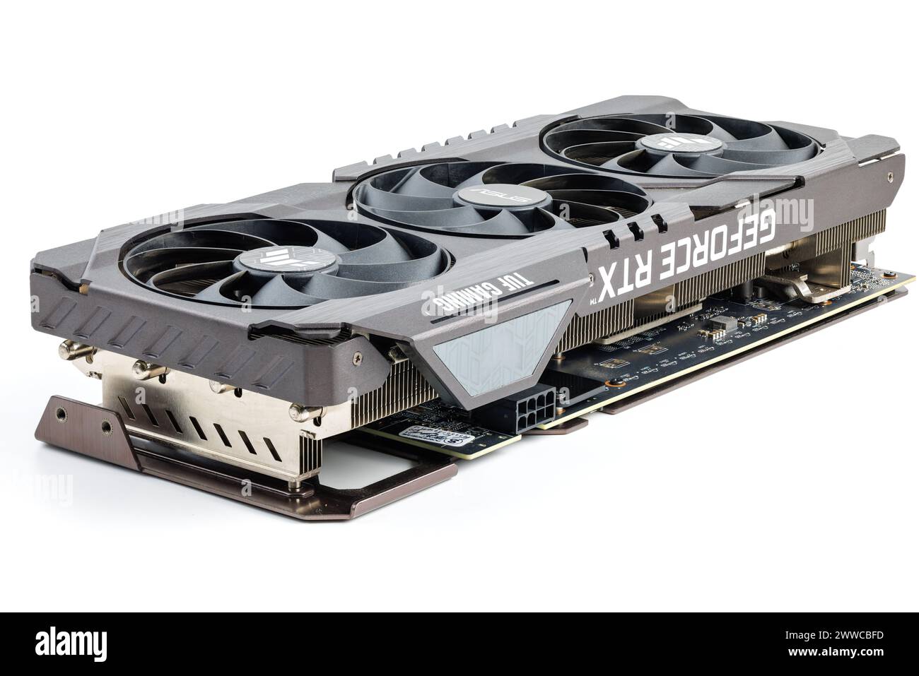 Scheda grafica NVIDIA RTX 3060 OC 12g TUF Gaming su sfondo bianco Foto Stock